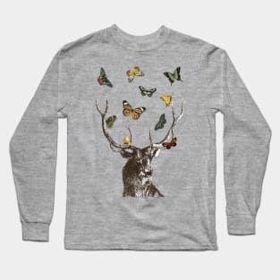 Stag and Butterflies Long Sleeve T-Shirt